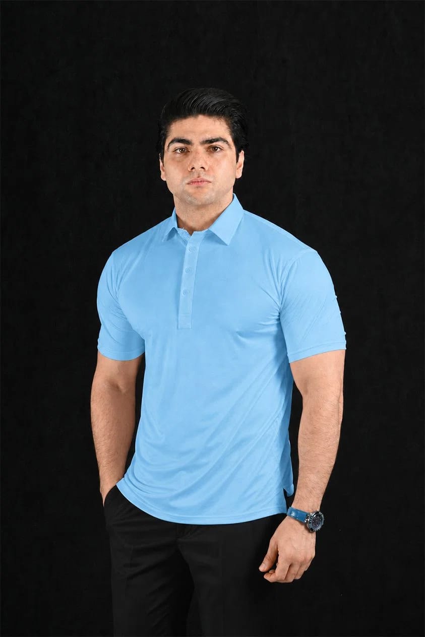 Plain Sky Semi-Spread Dress Collar Polo – View 4