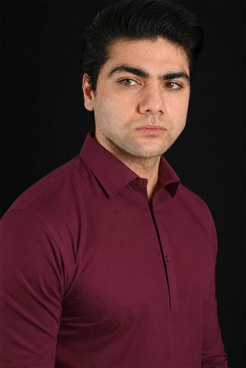 Plain Burgundy Semi-Spread Dress Collar Polo – View 5